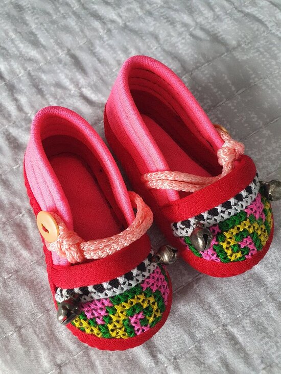 Other - Traditional Embroidered Artisan Baby Slippers Shoes with Bells